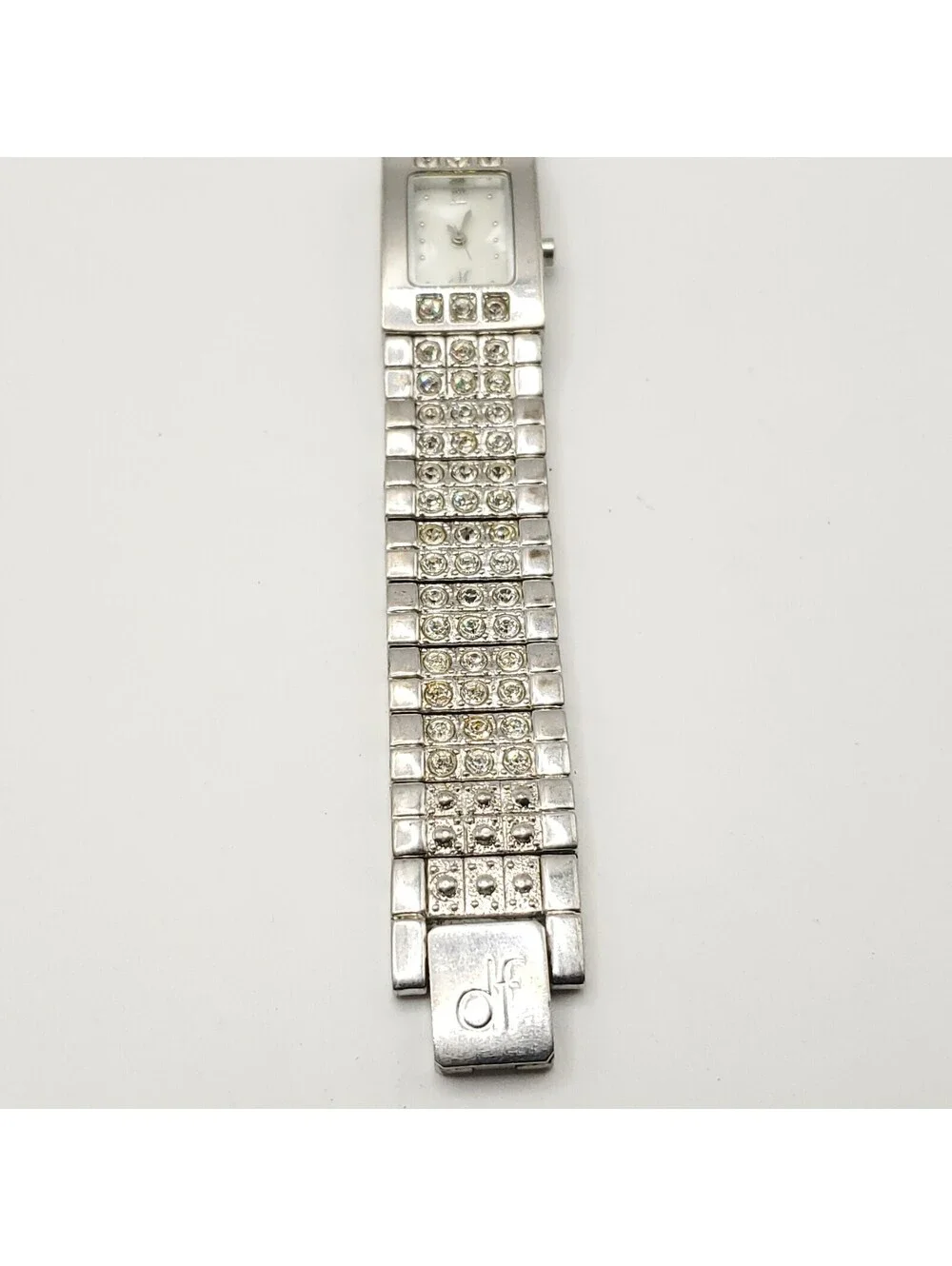 Daisy Fuentes Rhinestone Quartz 18mm Womens Rectangle Watch New Battery 6.5